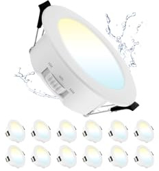 Grebeam LED Spots 98mm 7W Inbyggd Spot 230V Platt IP44 Takspots Varmvit, Neutralvit, Kallvit, Inbyggnadsbelysning för Badrum Kök Vardagsrum, 12-pack