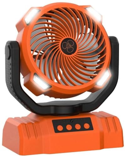 Trongle Camping Fan with LED Light and Remote,10000mAh Auto-Oscillating Rechargeable Desk Fan with Hook & Storage Bag, USB Tent Fans Portable, 4 Speeds, Timers -Perfect for Outdoor, Fishing, BBQ