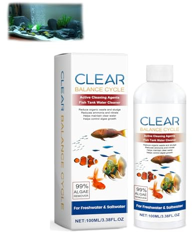 Quick Clear Aquarium Fish Tank Treatment, Aquarium Water Conditioner, Algae Remover & Powerful Cleaner for Freshwater & Saltwater Tanks, 100ml (1)