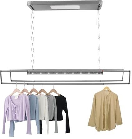 panfudongk Torre secadora de ropa - Secador de ropa - Poco voluminoso - Mini tendedero de ropa - Montaje en techo eléctrico - Gris