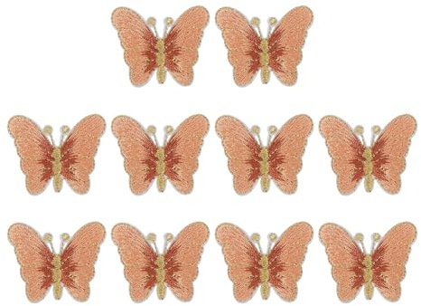 PATIKIL 10 Pcs Butterfly Iron on Patches, Embroidered Sew on Applique Repair Patch for Backpacks Clothing Shoes Hats DIY, Khaki