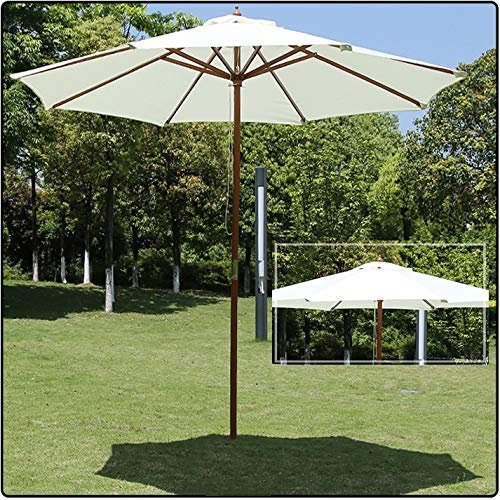 Ombrellone da Spiaggia in Legno con palo da 2,7 m per Esterni, da Giardino, per patii, Pub, ristoranti, caffè e Hotel.
