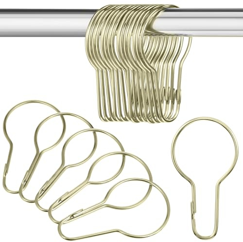 Healifty 20x Edelstahl Duschvorhang-Haken Gold 7cm: Universelle Gardinenclips Werkzeugfreie Montage für Bad, Wohnzimmer & Balkon
