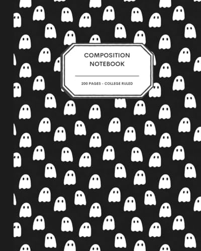 Ghost Party Journal Notebook – 200 College Ruled Pages – Cute White Ghosts on a Black Background – Spooky-Cute Writing Companion for Halloween Lovers, Teens & Creatives
