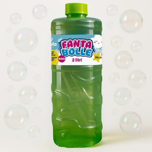 BEPER Bolle di Sapone 2 Litri – Bottiglia Richiudibile con Bastoncino Soffia Bolle – Liquido Microbiologicamente Testato – Ideale per Bambini 36M+ e Ricarica per Macchine Sparabolle