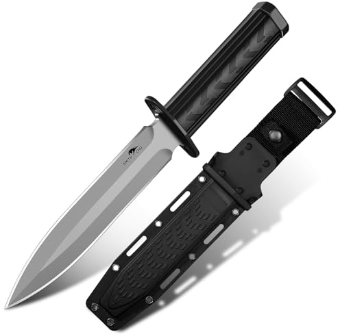 SMITH CHU Outdoor Messer Feststehend, Survival Messer für Trekking Camping, Kydex Scheide mit Schleifstein, Ergonomischer Griff, Schwarz Bushcraft Ausrüstung, Geschenke für Männer