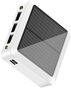 Mini Caricabatterie Solare 10000mAh di Grande Capacità Power Bank Caricabatterie Del Telefono Portatile Ricarica Rapida Batteria Esterna per Attività All'aperto, Bianco