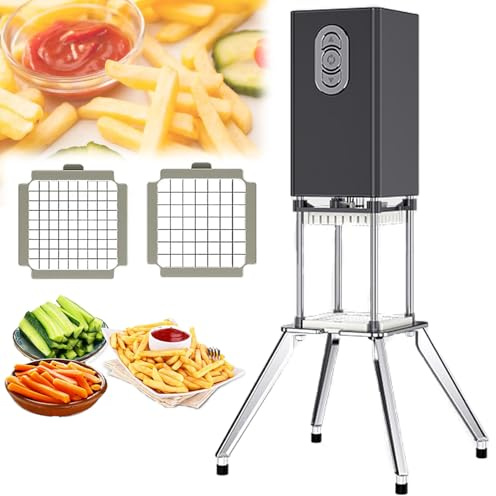 Feiphla Coupe-Frites éLectrique, Coupe-LéGumes Professionnel en Acier Inoxydable, avec Lames De 9 Mm Et 12,2 Mm, pour Carottes Et Concombres Black