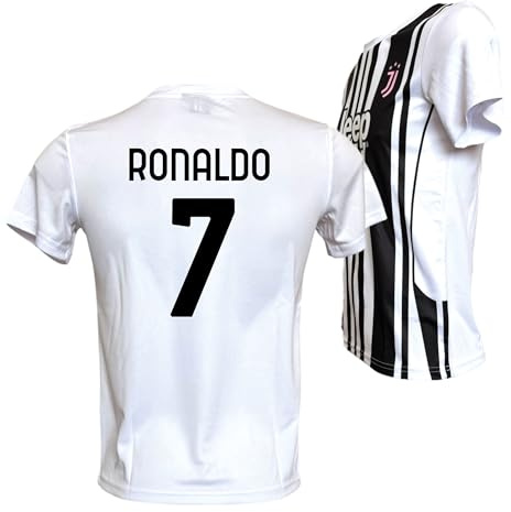 Generico Maglia Calcio Ronaldo 7 bianconera Replica Autorizzata Taglie da Bambino e Adulto (IT, età, 8 Anni, Bianco)