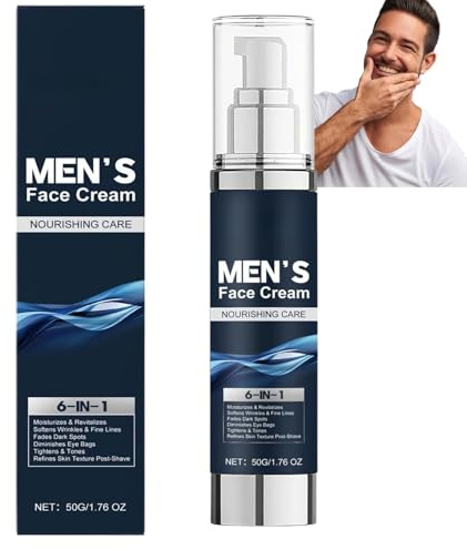 Crème visage 6 en 1 pour homme, non grasse, hydratante anti-rides, apaisante et raffermissante, lotion quotidienne, réduit les rides, les taches brunes et les poches sous les yeux, soins pour hommes
