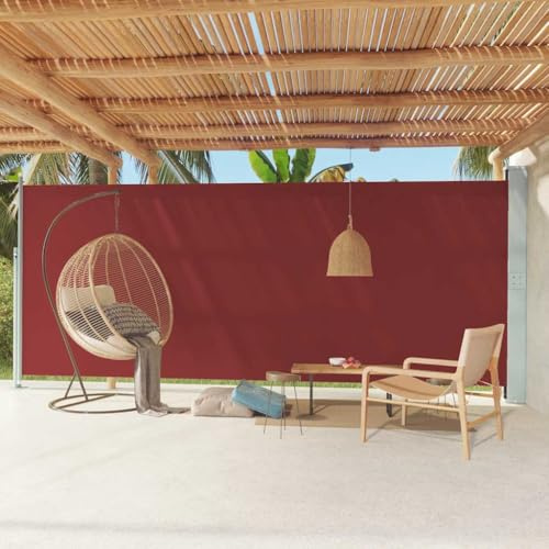 Marktschirm Sunsegel Balkon Sichtschutz,Seitenmarkise Ausziehbar 220x600 cm Rot für Außenbereich, Terrasse, Balkon, Garten