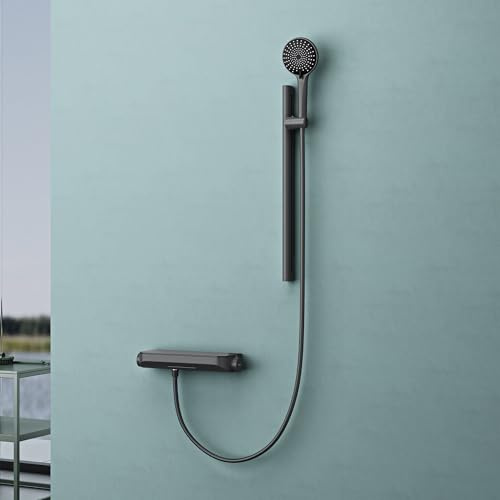doporro Système de Douche Thermostatique avec Douchettes Douche à Main | Gris, Pommeau de Douche, Barre Coulissante à Réglage Continu 60cm， pour Salle de Bain, Duschsystem9