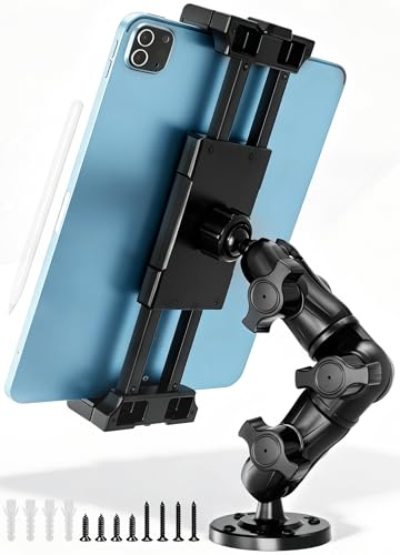 OHLPRO iPad Tablet Holder for Car, Heavy Duty Drill Base iPad Mount for Truck Compatible with 7-13 Tablets, Adjustable Angle, Sturdy Design, Ideal for Wall, Commercial Vehicles, Large