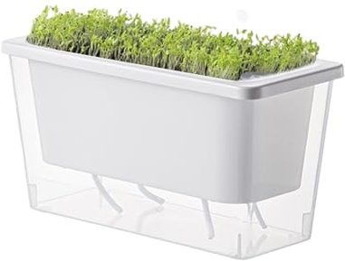 Vasi da fiori autoirriganti – Fioriera rettangolare per interni, moderna fioriera da giardinaggio con di drenaggio, contenitore decorativo per piante per davanzale della finestra, balcone
