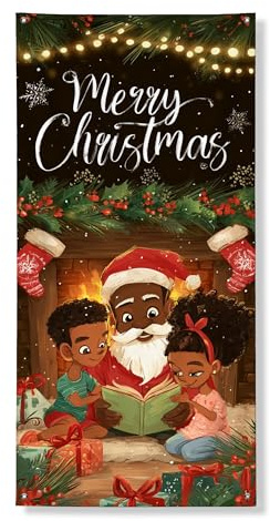 Cartel decorativo para puerta de Feliz Navidad, decoración festiva de escena familiar, suministros de telón de fondo de Navidad para interiores y exteriores, 91 x 183 cm
