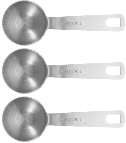 ULTECHNOVO Juego de Cucharas Medidoras de Acero Inoxidable 20 Ml 4 Unidades para Cafeterías y Restaurantes, Cucharas de Cocina Precisas para Medir Ingredientes y Condimentos