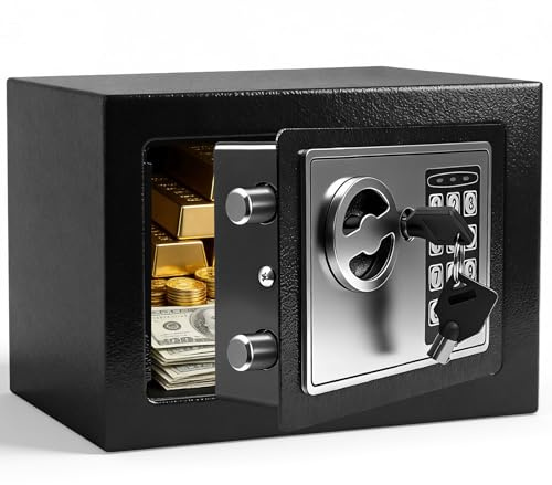 Rivlox Home Digital Safe Box 6.6L, Electronic Security Lock Box with Code Keys, 23x17x17cm Small Money Cash Safes, Fire Resistant Home Security Safe For Office Cash Jewellery And Documents