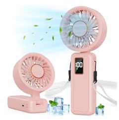 Ventilatore Portatile, 6000mAh Batteria, 5 Velocità Ventilatore USB con LCD Display, 120° Pieghevole Ventilatore da Tavolo, 3 in 1 Mini Ventilatore per Ufficio, Camera da Letto, Viaggi e All’aperto