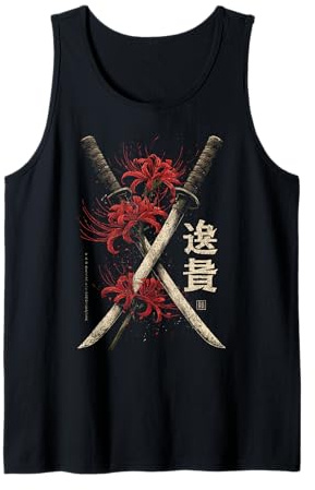 Ragno Rosso Giglio Fiore Katana Spada Anime Giapponese Otaku Canotta