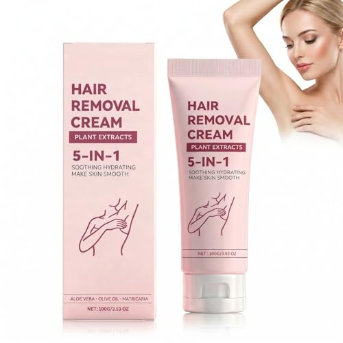 100G Hair Removal Cream for Women,Gentle Facial & Body Hair Remover for Upper Lip,Chin,Arms & Legs,Moisturising Depilatory Cream for Most Skin,with Aloe Vera & Smooth Finish,Gentle Formula