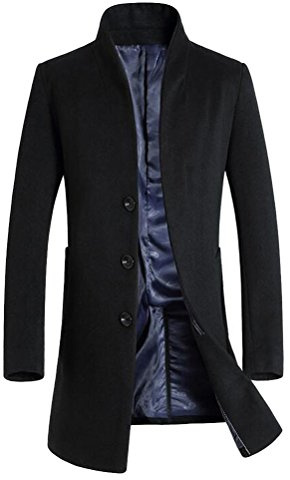 Vogstyle Herren Winter Slim Fit Wollmantel Business Überzieher Schlank Lange Windbreaker Jacken