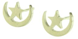 Edelstahl Ohrstecker Stern Mond Sichel Stecker silbern Ohrringe