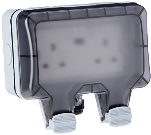 EnerJ Smart Waterproof Outdoor Socket 13A WiFi Twin Wall Socket with USB Port, IP55 Rated 2 Gang 13 Amp Double Outdoor Weatherproof Power Electric Sockets for Garden & External Electrical Outlet