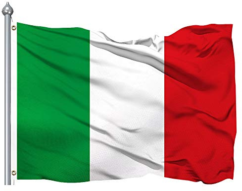 QSUM Bandera de Italia 5'x3 '- Bandera Nacional Italiana - Bandera de Decoración de Ventiladores Partidarios Italianos de 400D
