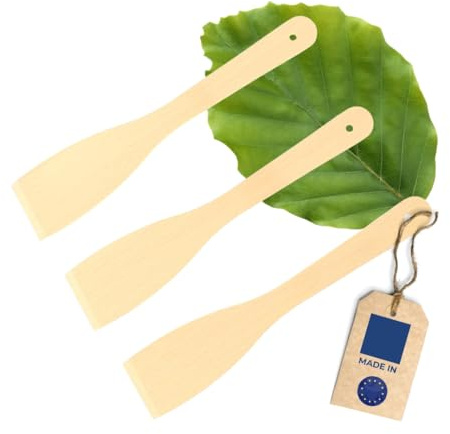 3x HOFMEISTER® Pfannenwender, 30 cm, hitzebeständig & plastikfrei, keine Kratzer in beschichteten Pfannen, kein Plastik im Essen, 100% Naturprodukt, Buchen-Holz