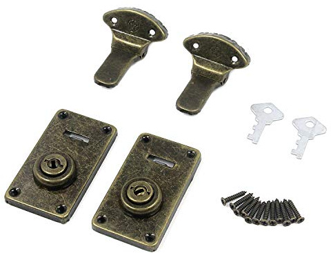 Coshar Bronze Schloss Gepäckschlösser Holzkistenschloss Haspe Antik Schlösser mit Schlüssel 2 Stück (7,4 cm x 4,1 cm)