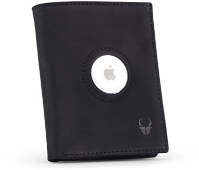 DONBOLSO Slim Wallet Rome - Smart Wallet Echtleder Geldbeutel mit RFID Schutz, Mini Portemonnaie für Damen und Herren, Leder Geldbörse mit 6 Kartenfächern Karten Portemonnaie Damen und Herren, Schwarz