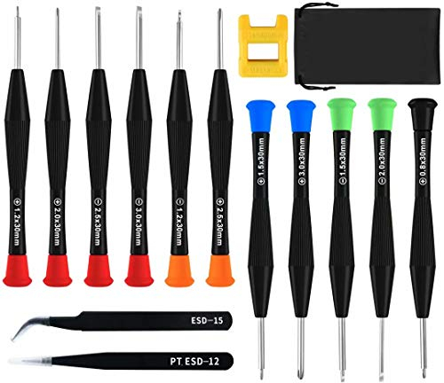weefu Mini Schraubenzieher set,11 Uhrmacher Schraubendreher, Torx Für PS4 Brillen Reparatur Kleine Brille Feinschraubendreher Komme Mit 2 Pinzette 1 Magnetisierer und Aufbewahrungstasche