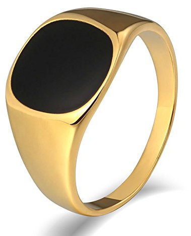 KnSam Herren Ring, Herren Ring Hip Hop Rund Aus Edelstahl Siegelring Für Herren Männer Mit Zirkonia Gold Ring Mit Kostenlos Gravur