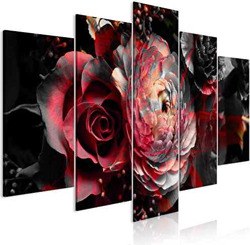 murando - Acrylglasbild rot schwarz Natur, 100x50 cm, 5-teilig, Wohnzimmer | Hochwertige Leinwand, sofort aufhängbar, ideal fürs Wohn- oder Schlafzimmer, wasserfest und lichtecht, langlebig, stilvoll