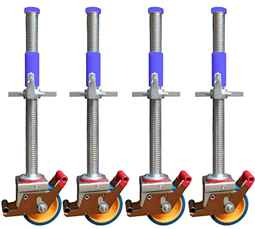 AC Steigtechnik Gerüstrollen 125 mm mit Stahlspindel, passend zu Gerüsten von KRAUSE* und verschiedener Herstellerdoppelt gebremst, lotrecht stehend, Set mit 4 Stück,