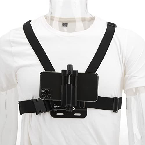 Goshyda Telefon-Brusthalterung, Verstellbare Action-Kamera-Gurthalterung mit Telefonhalterung, J-Form-Halterung, Schraube, Adapter für , for Usw