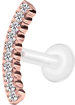 PIERCINGLINE PTFE Labret mit Innengewinde + Titan Aufsatz KRISTALLBOGEN Piercing Lippe Nase Ohr Helix Tragus Medusa Farb & Größenauswahl