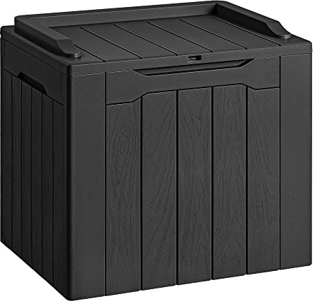 Devoko 30 Gallon Resin Deck Box Waterproof Outdoor Storage Box for Patio Furniture Pool Accessories Indoor Storage for Cushion Garden Tools (30 Gallon, Black)