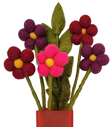 your castle Blumenstrauß aus 5 handgearbeiteten Filzblumen & 1 AST, fairer Handel, nachhaltige Deko aus Filz, realistische Kunstblumen, Textilblumen, Filzset Blumen, Stoffblumen, Filzblüten, Clara