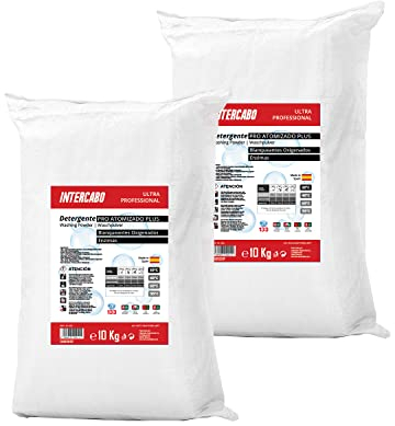 Detergente en polvo para lavadora 20 kg – con oxígeno activo y enzimas – fórmula atomizada para ropa blanca y de color – detergente profesional para lavandería – jabon en polvo ropa - ULTRA INTERCABO