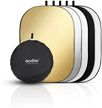 Godox 59″x79″/150x200cm Collapsible Photography Light Reflector, 5-in-1 Oval Multi Disc Diffuser with Carrying Bag - Gold, Silver, Black, White, Translucent for Video Studio Outdoor Lighting