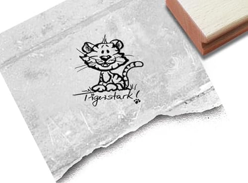 Stempel Tigerstark! - Lehrerstempel mit Tiger - Stempel Lehrer Tier Lob Motivation Belohnung Belobigung Tigerstempel Schule Geschenk - zAcheR-fineT