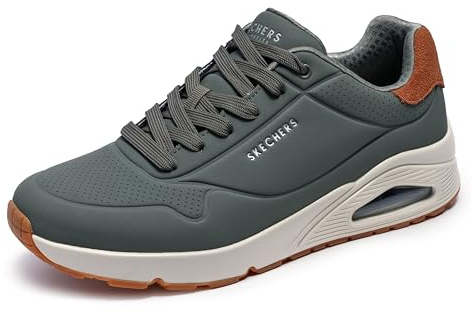 Skechers Uno Suited on AirSneaker pour Homme, Daim châtain Durabuck Dusty Olive, 42 EU