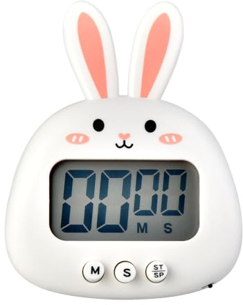 Kitchen Timer, Digital Timer for Cooking Bunny Egg Timer Digital Kitchen Timer Desk Timer Cooking Timer Classroom Timer for Teacher Magnetic Countdown Timer(White)
