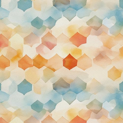HEKO PANELS Stoff Oxford Wasserdichte Meterware Canvas-Stoff Polyester Nähstoff Dekostoffe Handwerken Wasserabweisend Blickdicht Geometrisches Muster Aquarell Wasserfarbe 2 Meter 155 x 200 cm DX2677