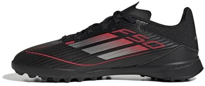 adidas F50 League Football Boots Turf Kids Fußballschuhe, Core Black/Iron Metallic/Lucid Red, 32 EU
