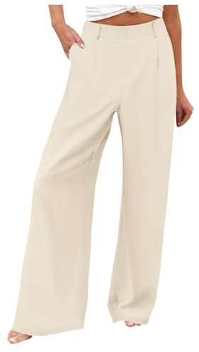 Palazzo Hose Damen High Waist - Anzug Hosen Damen Weites Bein Sommerhose Leicht Anzughose Elastische Taille Baggy Bequeme Business Freizeithose Stoffhose Schlaghose Strandhose