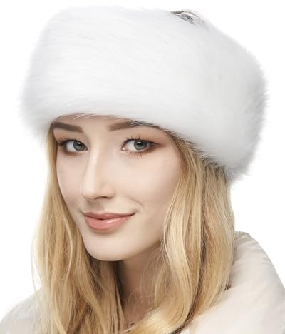 Futrzane Classic Stirnband - Fell Stirnband Damen - Winter Ohrenwärmer aus Pelz - Größe M (Weiß Classic)
