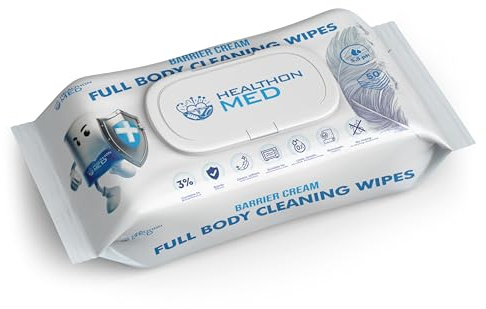 HEALTHON MED Barrier Cream Body Wipes – No Rinse Full Body Cleansing Wipes – Ideal for Travel, Camping & Personal Care – (Pack of 1, 50 Count) | Multi-Buy Offer Available