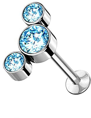 Warrior Labret-Piercing, steriler 316L-Chirurgenstahl mit Kristallen, Innengewinde, Helix-Reifen, Daith, Tragus, Tragus, Rook Conch, Knorpelohrring, Damenschmuck